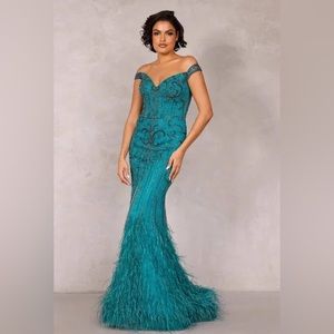 Terani Couture Emerald Beaded Pageant Gown